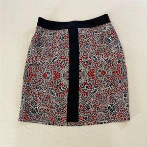 Brooks Brothers 100% Silk Paisley Print Skirt Navy Red Blue Women’s - Size 6